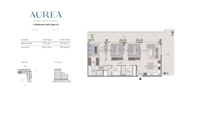 Aurea by Emaar в Rashid Yachts and Marina – элегантные апартаменты на берегу