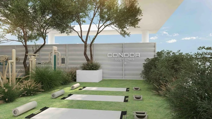 Поле для гольфа Condor Golf Links, 18 лунок, расположено в спортивном комплексе Dubai Sports City.